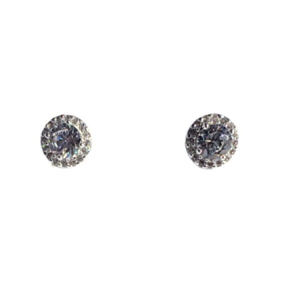 Sterling Silver Cubic Zirconia Stud Earrings New - Picture 2 of 7